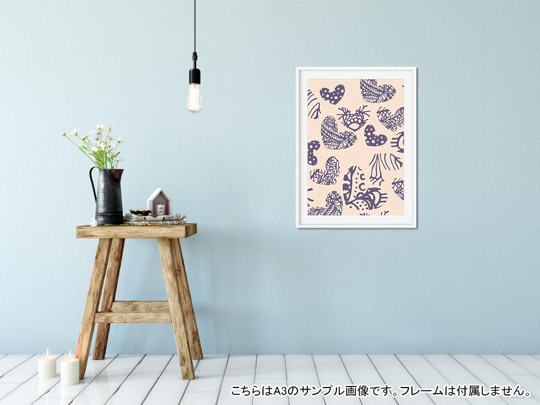ポスター ウォールステッカー シール式ステッカー 飾り 210×297mm A4 写真 フォト 壁 インテリア おしゃれ 剥がせる wall sticker poster 012516 ハート　模様　柄 2