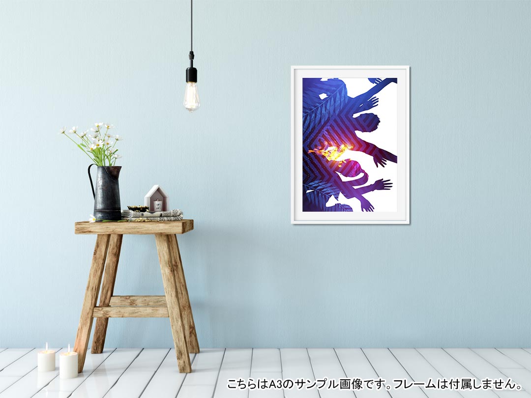 kabeコレのポスター ウォールステッカー シール式ステッカー 飾り 297×420mm A3 写真 フォト 壁 インテリア おしゃれ 剥がせる wall sticker poster 012641 シルエット　葉　人物｜アングル2