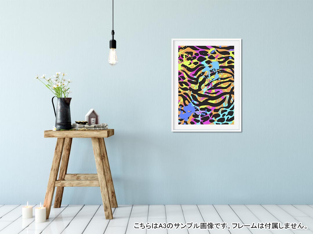 kabeコレのポスター ウォールステッカー シール式ステッカー 飾り 182×257mm B5 写真 フォト 壁 インテリア おしゃれ 　剥がせる wall sticker poster 012697 ヒョウ柄　ゼブラ　動物｜アングル2