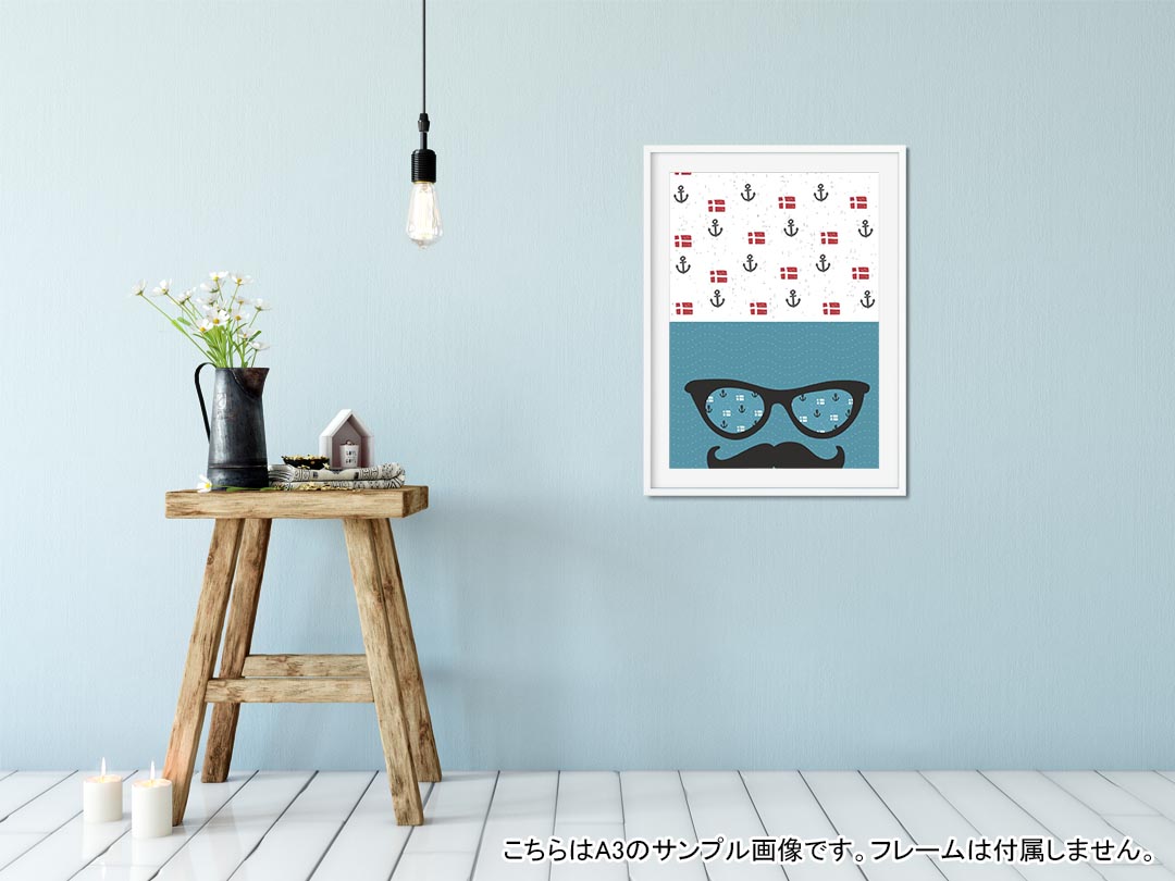 ポスター ウォールステッカー シール式ステッカー 飾り 594×841mm A1 写真 フォト 壁 インテリア おしゃれ 剥がせるwall sticker poster 012750 サングラス　ヒゲ　いかり 2
