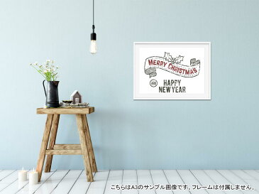 ポスター ウォールステッカー 長方形 シール式ステッカー 飾り 60×31cm Msize 壁 インテリア おしゃれ　剥がせる wall sticker poster 013426 英語　クリスマス　柊