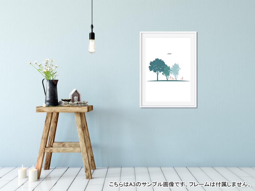 ポスター ウォールステッカー シール式ステッカー 飾り 515×728mm B2 写真 フォト 壁 インテリア おしゃれ 剥がせる wall sticker poster 013623 木　人　飛行機 2