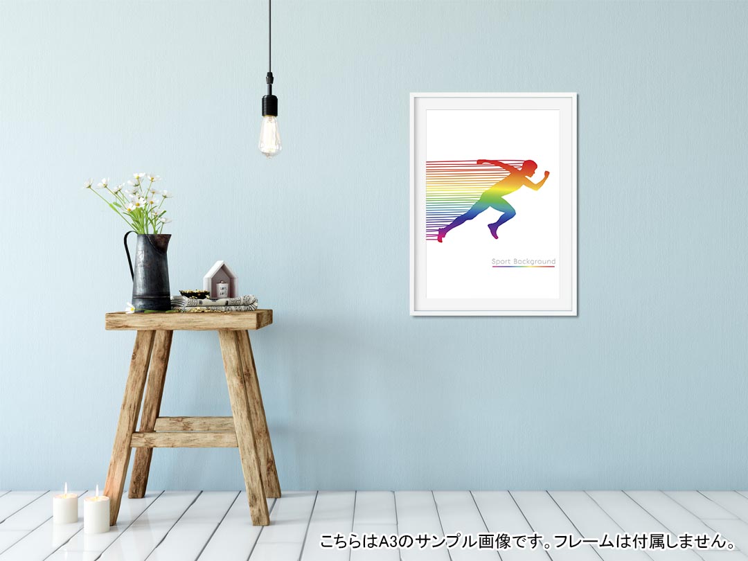 ポスター ウォールステッカー 長方形 シール式ステッカー 飾り 30×16cm Ssize 壁 インテリア おしゃれ　剥がせる wall sticker poster 013696 スポーツ　カラフル　レインボー - 2