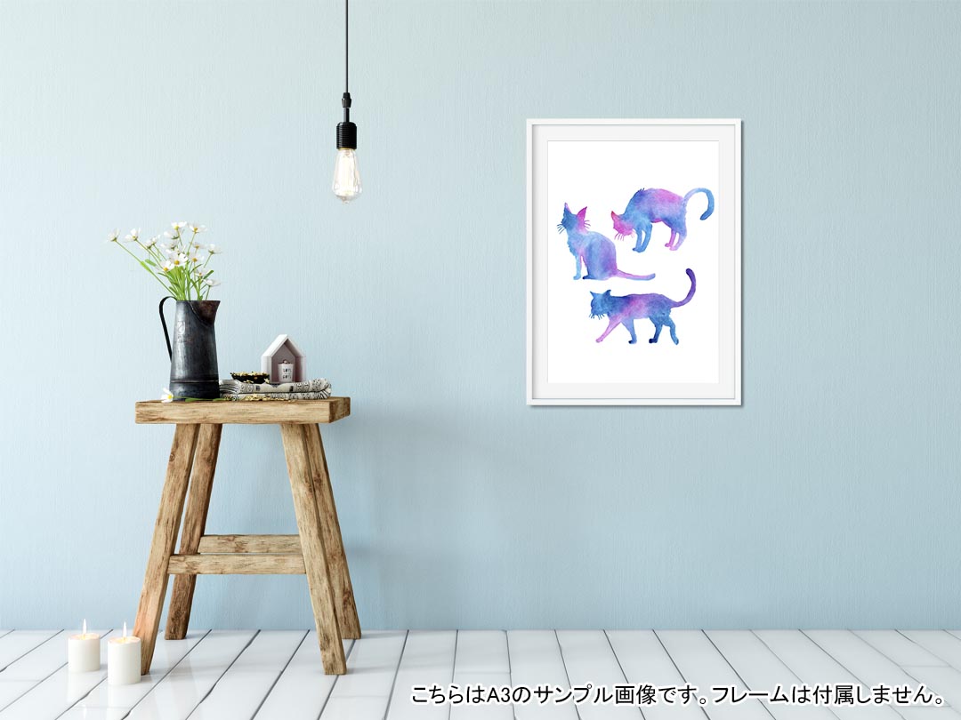 ポスター ウォールステッカー シール式ステッカー 飾り 420×594mm A2 写真 フォト 壁 インテリア おしゃれ 　剥がせる wall sticker poster 013829 猫　水彩　動物