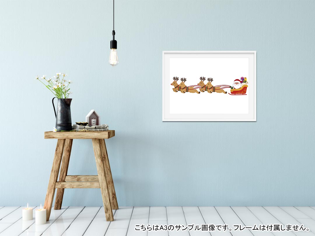 ポスター ウォールステッカー シール式ステッカー 飾り 210×297mm A4 写真 フォト 壁 インテリア おしゃれ 　剥がせる wall sticker poster 013838 クリスマス　サンタ　トナカイ