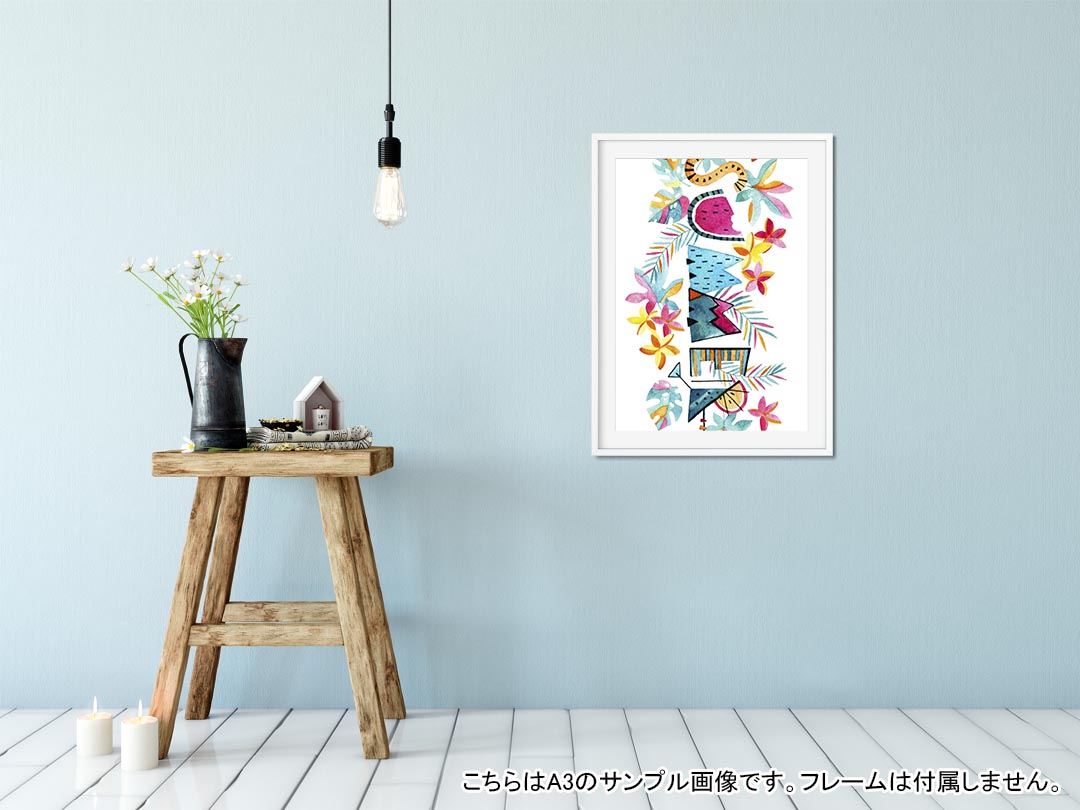 ポスター ウォールステッカー シール式ステッカー 飾り 257×364mm B4 写真 フォト 壁 インテリア おしゃれ 剥がせる wall sticker poster 014053 スイカ　　トロピカル - 2