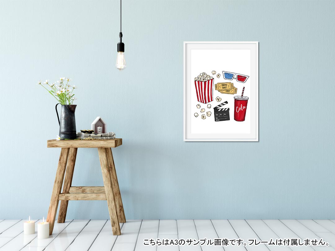kabeコレのポスター ウォールステッカー シール式ステッカー 飾り 420×594mm A2 写真 フォト 壁 インテリア おしゃれ 剥がせる wall sticker poster 014267 映画　ポップコーン｜アングル2
