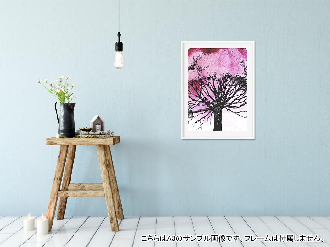 ポスター ウォールステッカー シール式ステッカー 飾り 182×257mm B5 写真 フォト 壁 インテリア おしゃれ 　剥がせる wall sticker poster 014451 桜　木　色彩 2