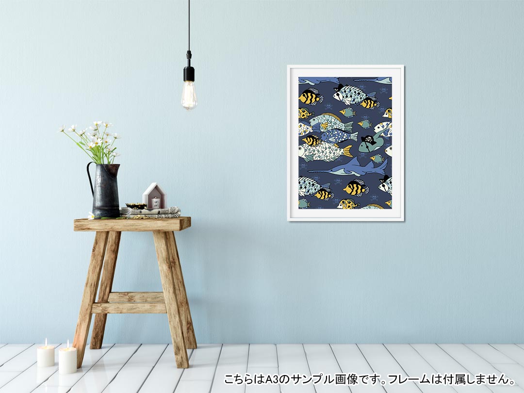 ポスター ウォールステッカー シール式ステッカー 飾り 297×420mm A3 写真 フォト 壁 インテリア おしゃれ 剥がせる wall sticker poster 014517 海　魚　サメ 2
