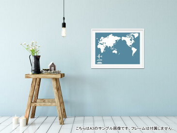 ポスター ウォールステッカー シール式ステッカー 飾り 515×728mm B2 写真 フォト 壁 インテリア おしゃれ 　剥がせる wall sticker poster 016086 世界地図　単色　青