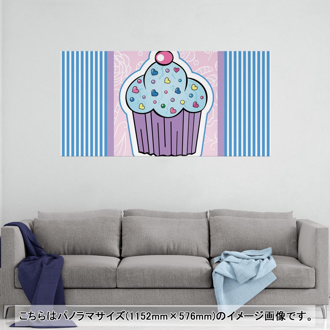楽天kabeコレポスター ウォールステッカー ポステッカー パノラマサイズ ポスターステッカー シール式ステッカー 飾り 1152mm×576mm 写真 フォト 壁 インテリア おしゃれ 剥がせる wall sticker poster 007843 花　　お菓子　青　ブルー
