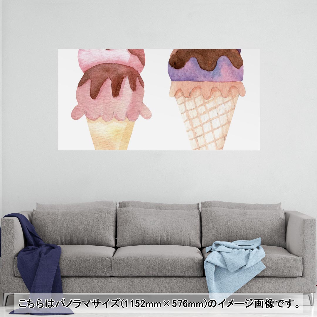 ポスター ウォールステッカー ポステッカー パノラマサイズ ポスターステッカー シール式ステッカー 飾り 1152mm×576mm 写真 フォト 壁 インテリア おしゃれ 剥がせる wall sticker poster 009624 デザート カラフル