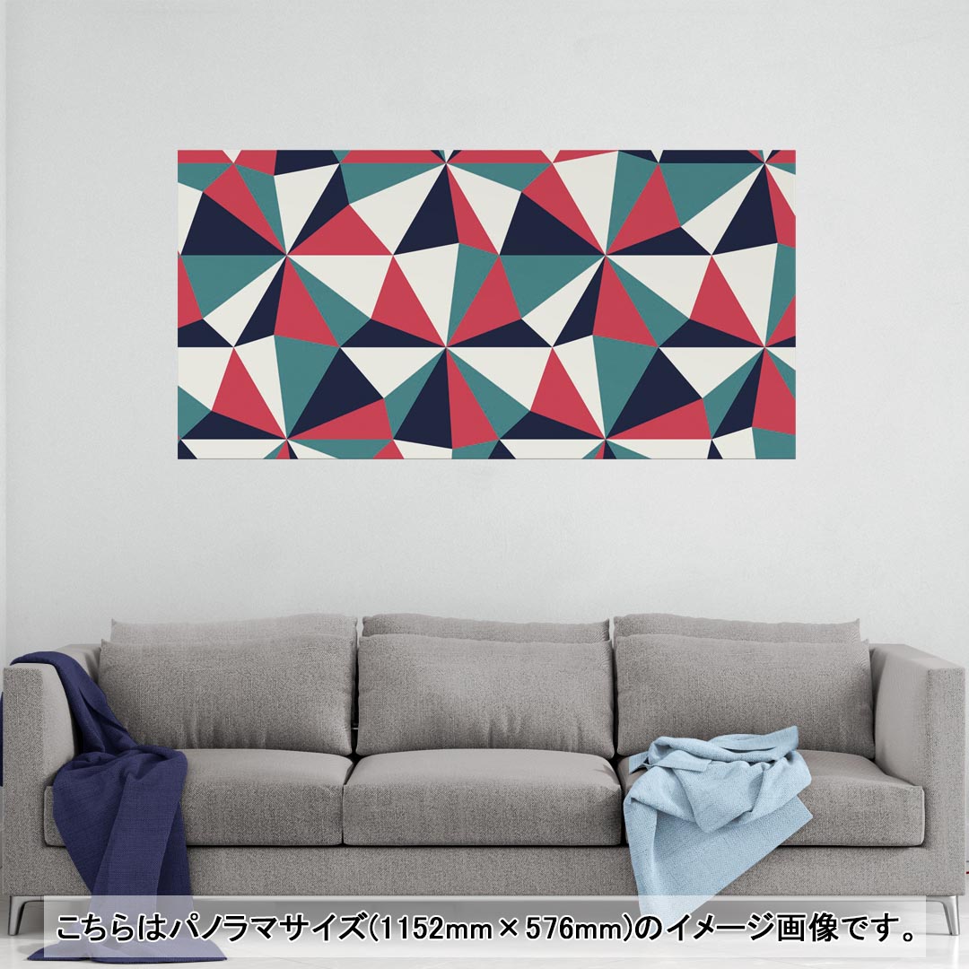 ポスター ウォールステッカー ポステッカー パノラマサイズ ポスターステッカー シール式ステッカー 飾り 1152mm×576mm 写真 フォト 壁 インテリア おしゃれ 剥がせる wall sticker poster 010450 三角 模様 赤 緑