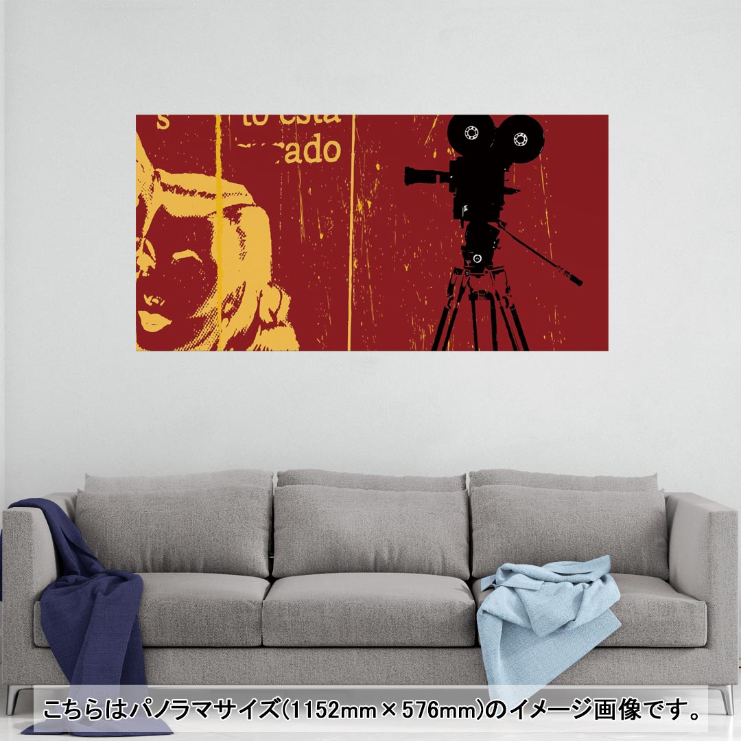 ポスター ウォールステッカー ポステッカー パノラマサイズ ポスターステッカー シール式ステッカー 飾り 1152mm×576mm 写真 フォト 壁 インテリア おしゃれ 剥がせる wall sticker poster 012643 カメラ　赤　女性