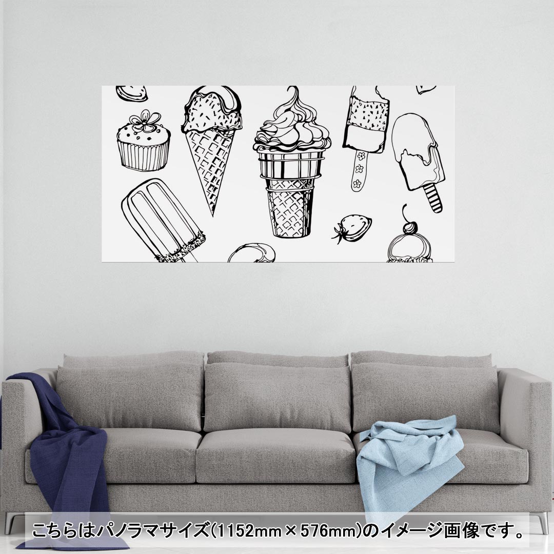 ポスター ウォールステッカー ポステッカー パノラマサイズ ポスターステッカー シール式ステッカー 飾り 1152mm×576mm 写真 フォト 壁 インテリア おしゃれ 剥がせる wall sticker poster 014238 アイス イチゴ フルーツ