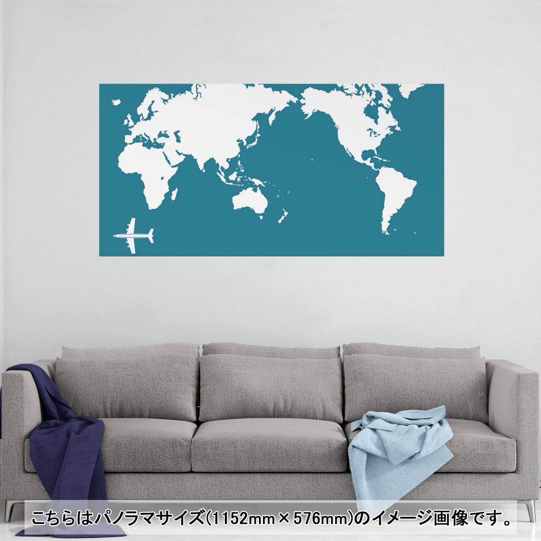 ポスター ウォールステッカー ポステッカー パノラマサイズ ポスターステッカー シール式ステッカー 飾り 1152mm×576mm 写真 フォト 壁 インテリア おしゃれ 剥がせる wall sticker poster 016086 世界地図　単色　青
