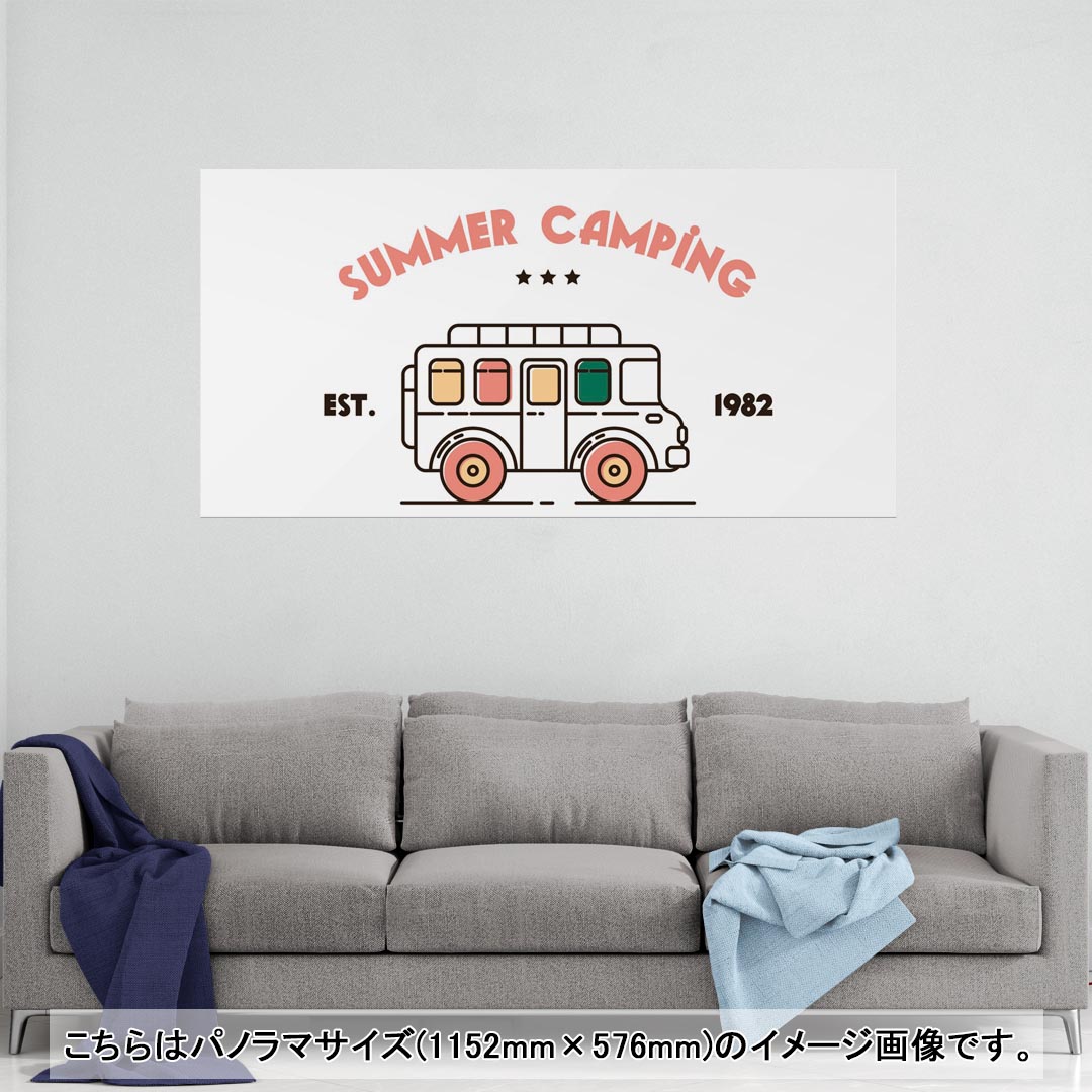 ポスター ウォールステッカー ポステッカー パノラマサイズ ポスターステッカー シール式ステッカー 飾り 1152mm×576mm 写真 フォト 壁 インテリア おしゃれ 剥がせる wall sticker poster 016247 車 キャンプ 英語