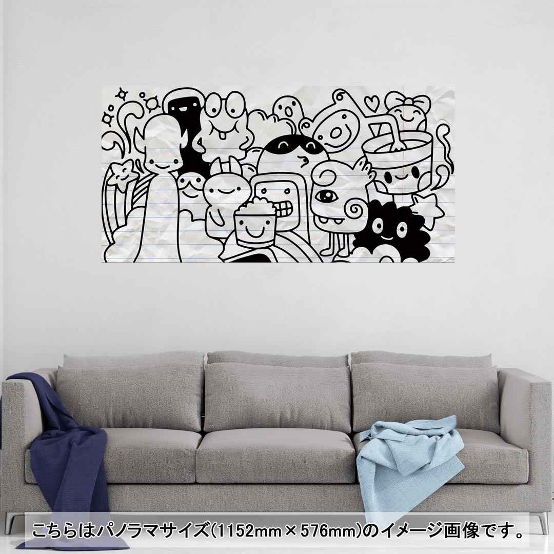 ポスター ウォールステッカー ポステッカー パノラマサイズ ポスターステッカー シール式ステッカー 飾り 1152mm×576mm 写真 フォト 壁 インテリア おしゃれ 剥がせる wall sticker poster 016426 ノート 絵 妖怪 モンスター