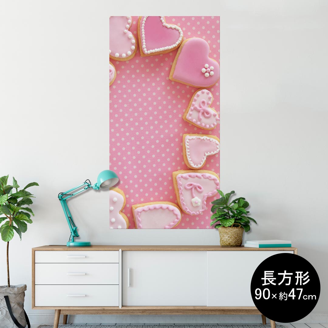 ポスター ウォールステッカー 長方形 シール式ステッカー 飾り 90×47cm Lsize 長方形 壁 インテリア おしゃれ　剥がせる wall sticker poster 002632 ハート　ピンク　写真