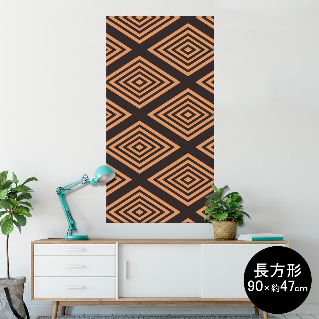 ポスター ウォールステッカー 長方形 シール式ステッカー 飾り 90×47cm Lsize 長方形 壁 インテリア おしゃれ　剥がせる wall sticker poster 004144 模様　黒　ピンク
