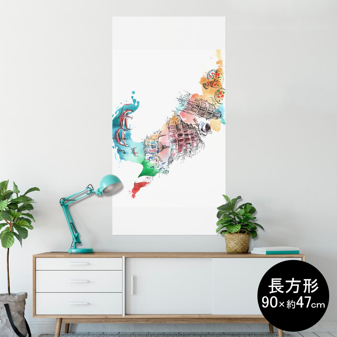 ポスター ウォールステッカー 長方形 シール式ステッカー 飾り 90×47cm Lsize 長方形 壁 インテリア お..