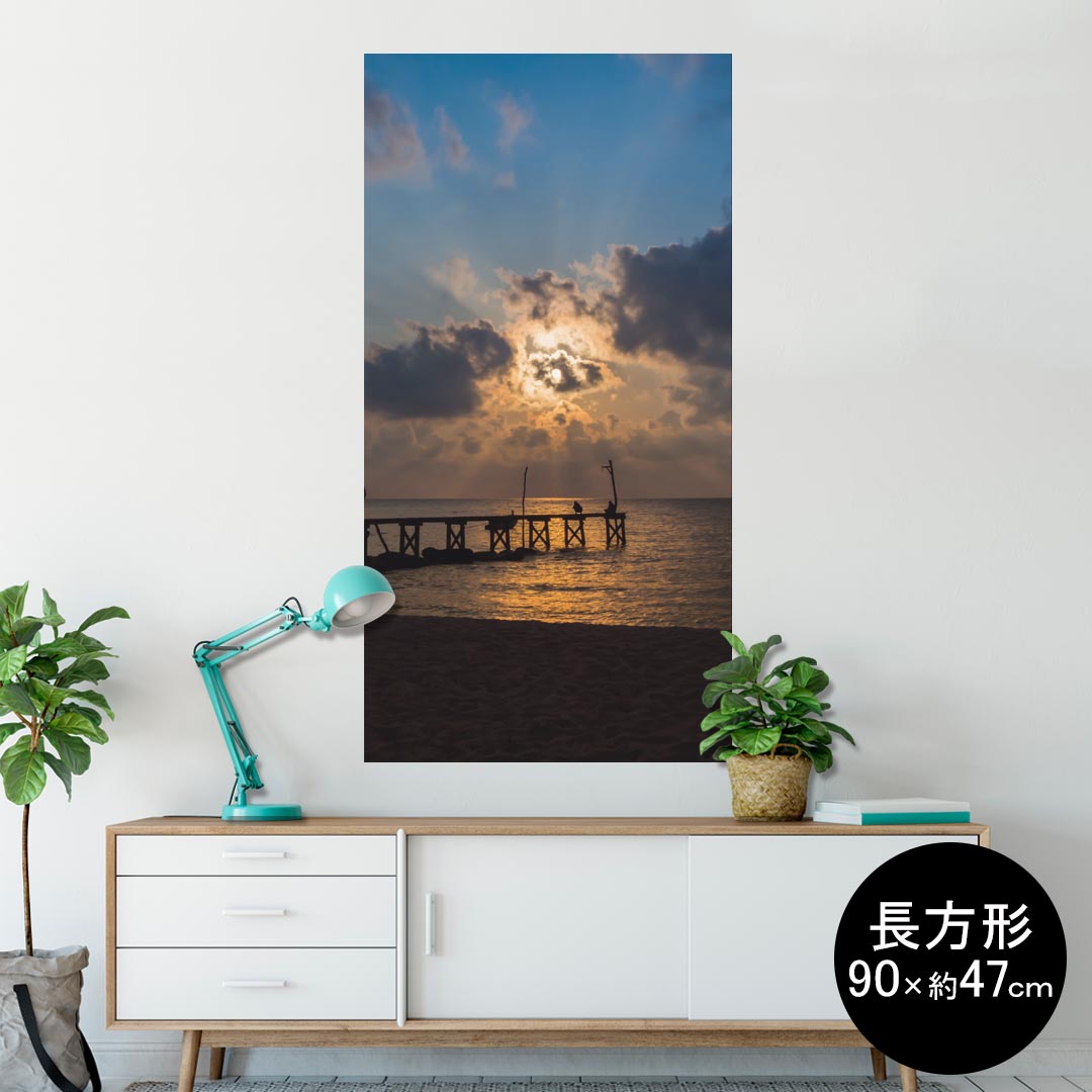 ポスター ウォールステッカー 長方形 シール式ステッカー 飾り 90×47cm Lsize 長方形 壁 インテリア おしゃれ　剥がせる wall sticker poster 013534 写真　海　空