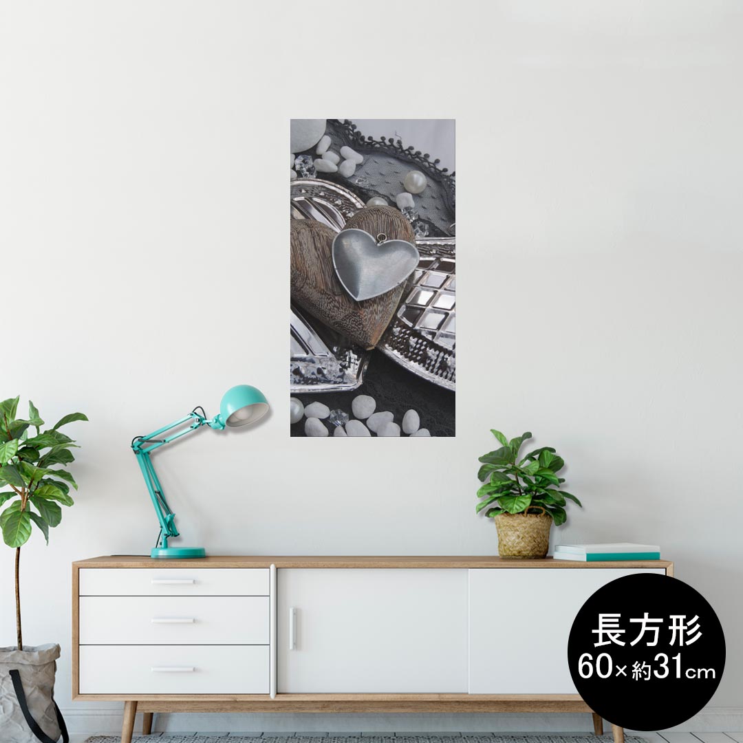 ポスター ウォールステッカー 長方形 シール式ステッカー 飾り 60×31cm Msize 壁 インテリア おしゃれ　剥がせる wall sticker poster 004575 ハート　写真