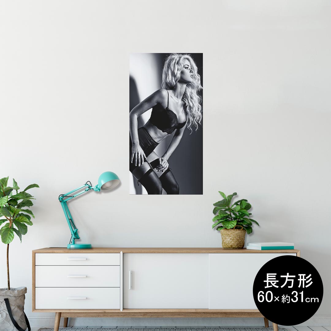 ポスター ウォールステッカー 長方形 シール式ステッカー 飾り 60×31cm Msize 壁 インテリア おしゃれ　剥がせる wall sticker poster 012817 女性　　写真