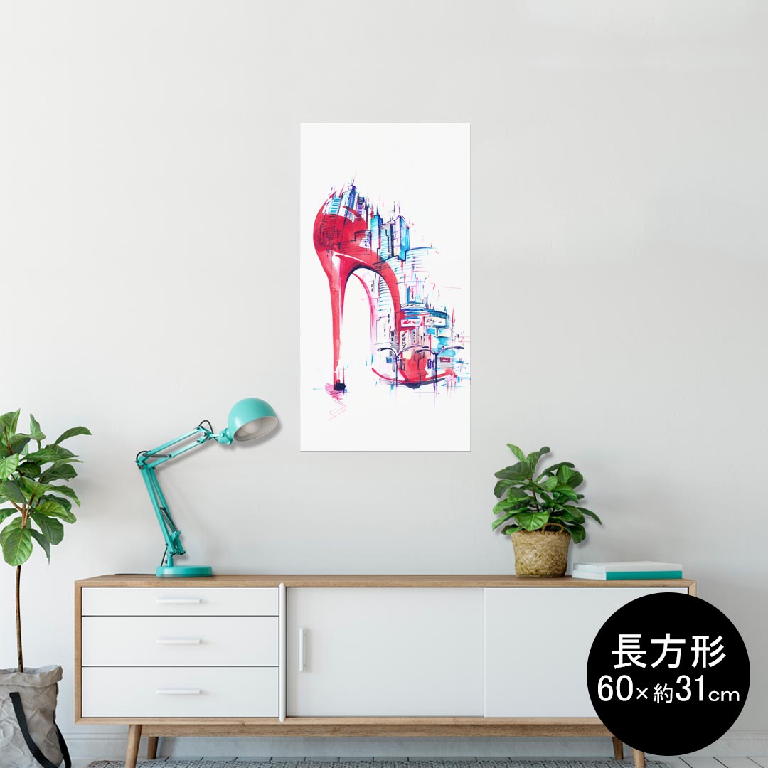 ポスター ウォールステッカー 長方形 シール式ステッカー 飾り 60×31cm Msize 壁 インテリア おしゃれ　剥がせる wall sticker poster 014177 ファッション　おしゃれ　靴
