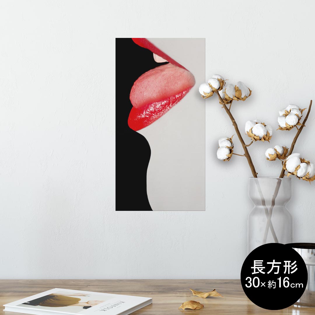 ポスター ウォールステッカー 長方形 シール式ステッカー 飾り 30×16cm Ssize 壁 インテリア おしゃれ 剥がせる wall sticker poster 000434 リップ 女の人