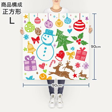 ポスター ウォールステッカー シール式ステッカー 飾り 90×90cm Lsize 正方形 壁 インテリア おしゃれ　剥がせる wall sticker poster 005540 冬　イラスト　クリスマス