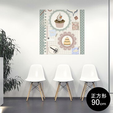 ポスター ウォールステッカー シール式ステッカー 飾り 90×90cm Lsize 正方形 壁 インテリア おしゃれ　剥がせる wall sticker poster 005176 ケーキ　デザート　手帳