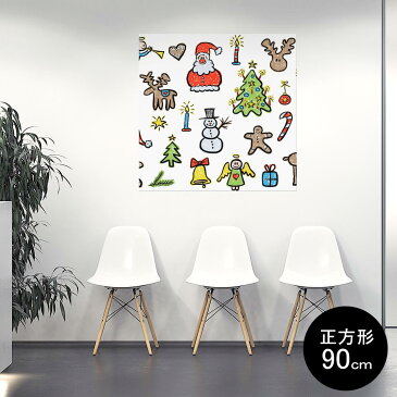 ポスター ウォールステッカー シール式ステッカー 飾り 90×90cm Lsize 正方形 壁 インテリア おしゃれ　剥がせる wall sticker poster 009703 クリスマス　サンタ　イラスト