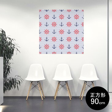 ポスター ウォールステッカー シール式ステッカー 飾り 90×90cm Lsize 正方形 壁 インテリア おしゃれ　剥がせる wall sticker poster 011961 いかり　マリン　夏