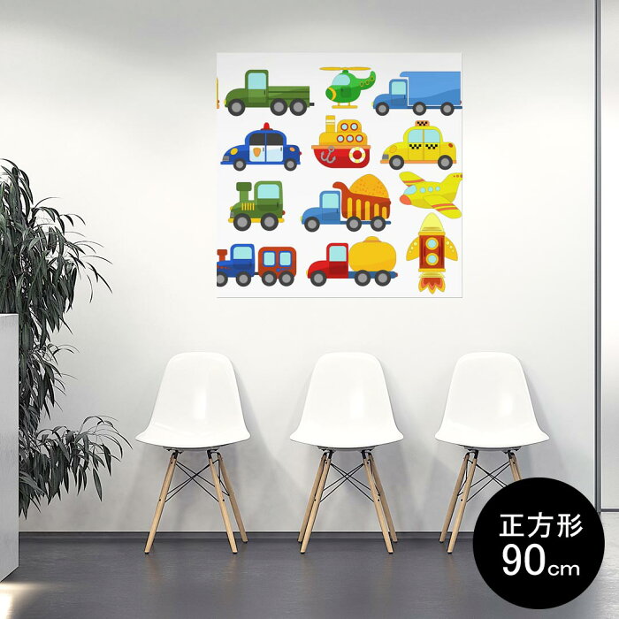 ポスター ウォールステッカー シール式ステッカー 飾り 90×90cm Lsize 正方形 壁 インテリア おしゃれ　剥がせる wall sticker poster 013189 乗り物　飛行機　救急車