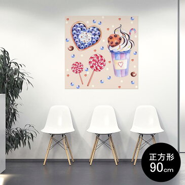 ポスター ウォールステッカー シール式ステッカー 飾り 90×90cm Lsize 正方形 壁 インテリア おしゃれ　剥がせる wall sticker poster 013459 ケーキ　デザート　お菓子