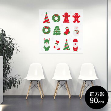 ポスター ウォールステッカー シール式ステッカー 飾り 90×90cm Lsize 正方形 壁 インテリア おしゃれ　剥がせる wall sticker poster 013797 クリスマス　サンタ　トナカイ