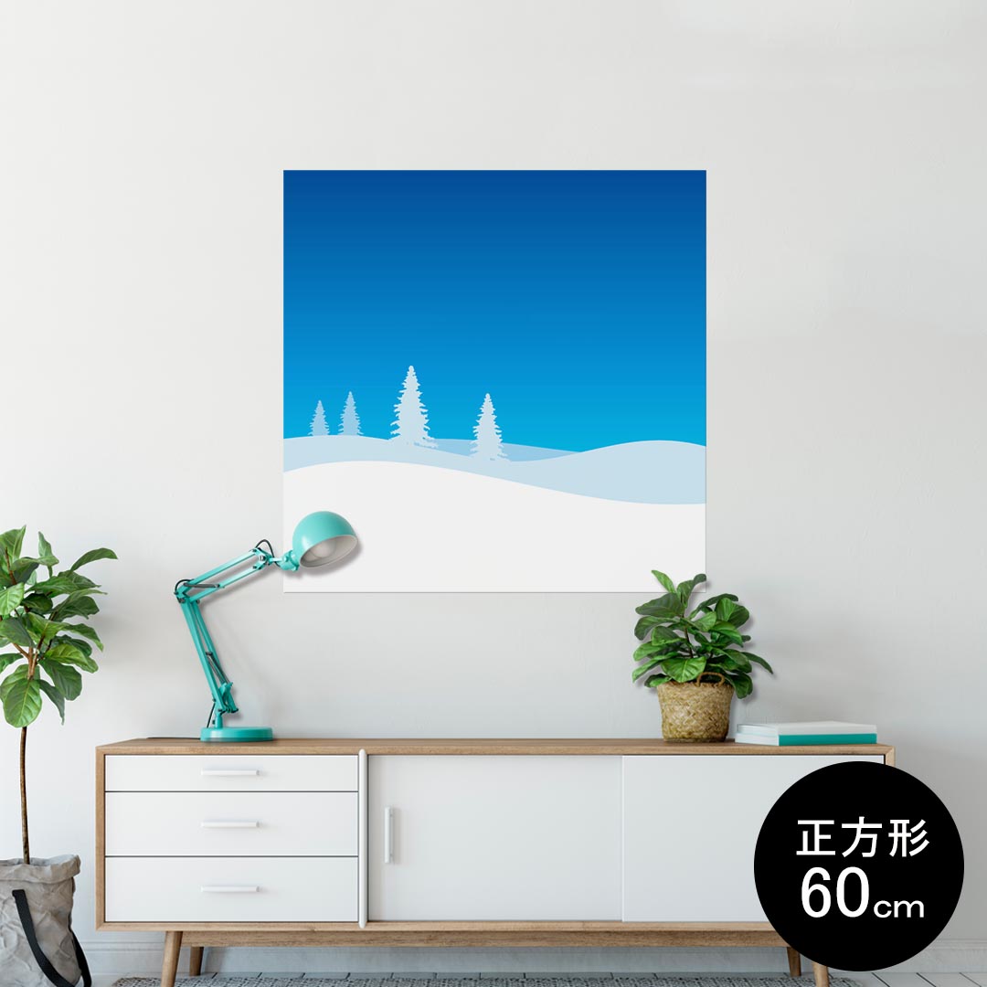 ポスター ウォールステッカー シール式ステッカー 飾り 90×90cm Lsize 正方形 壁 インテリア おしゃれ　剥がせる wall sticker poster 001469 雪　冬