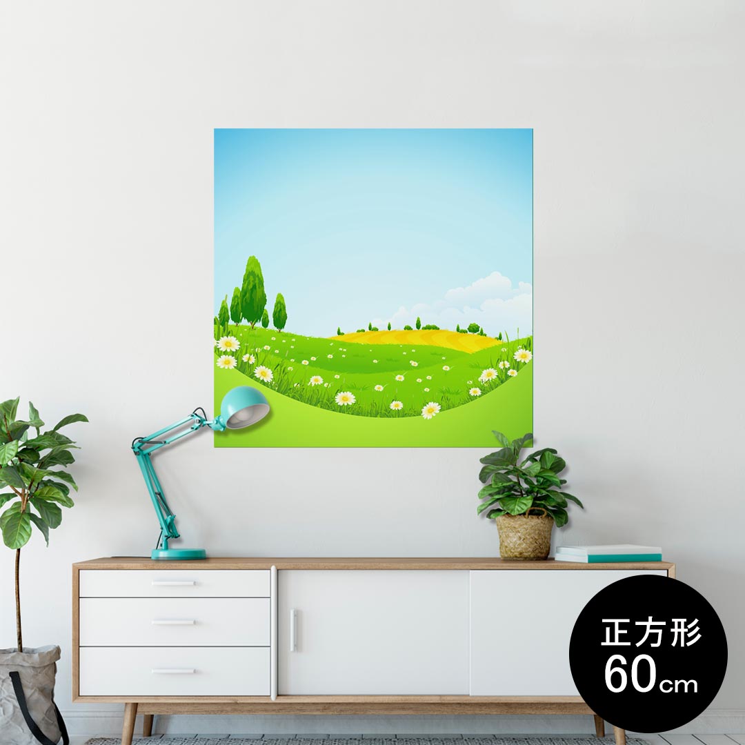 ポスター ウォールステッカー シール式ステッカー 飾り 90×90cm Lsize 正方形 壁 インテリア おしゃれ　剥がせる wall sticker poster 002547 景色　風景　イラスト