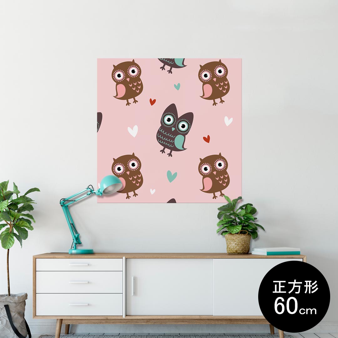 ポスター ウォールステッカー シール式ステッカー 飾り 60×60cm Msize 正方形 壁 インテリア おしゃれ　剥がせる wall sticker poster 003970 鳥　キャラクター　ハート