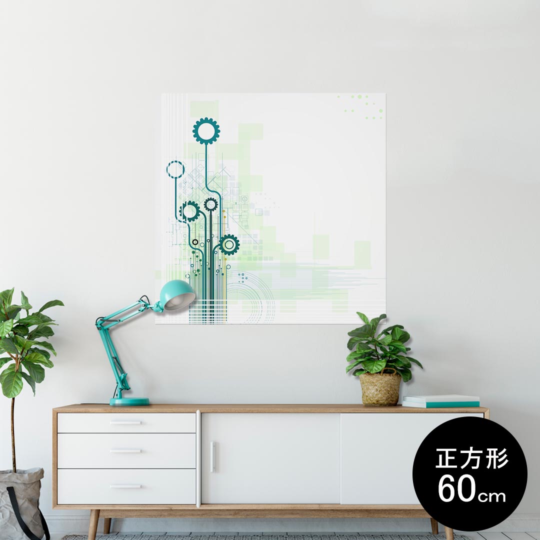 ポスター ウォールステッカー シール式ステッカー 飾り 60×60cm Msize 正方形 壁 インテリア おしゃれ　剥がせる wall sticker poster 006183 歯車　青　ブルー