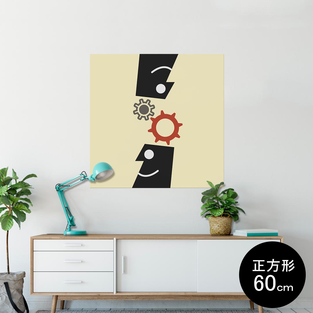 ポスター ウォールステッカー シール式ステッカー 飾り 90×90cm Lsize 正方形 壁 インテリア おしゃれ　剥がせる wall sticker poster 006243 歯車　人物