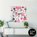 ポスター ウォールステッカー シール式ステッカー 飾り 60×60cm Msize 正方形 壁 インテリア おしゃれ 剥がせる wall sticker poster 006791 ネコ 動物 ハート(3)