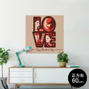 ポスター ウォールステッカー シール式ステッカー 飾り 90×90cm Lsize 正方形 壁 インテリア おしゃれ 剥がせる wall sticker poster 007309 赤 レッド ハート バレンタイン