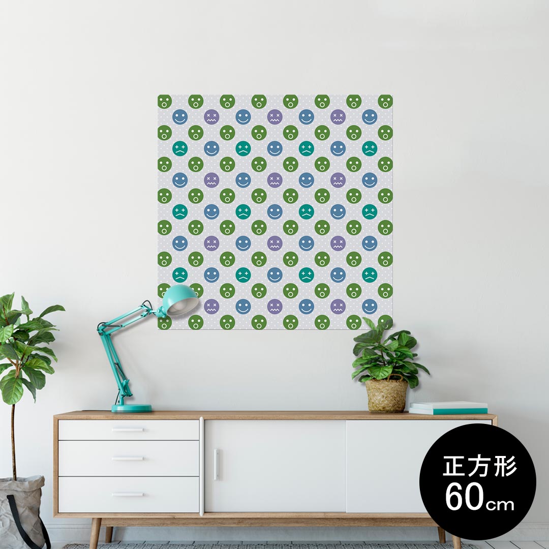 ポスター ウォールステッカー シール式ステッカー 飾り 90×90cm Lsize 正方形 壁 インテリア おしゃれ 剥がせる wall sticker poster 008695 顔 アイコン 水玉 模様