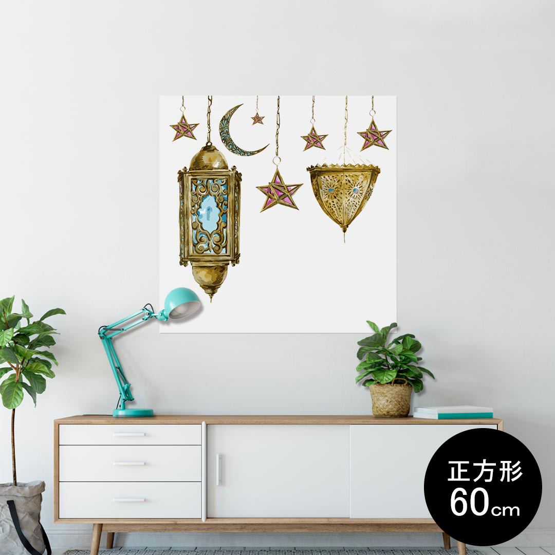 ポスター ウォールステッカー シール式ステッカー 飾り 90×90cm Lsize 正方形 壁 インテリア おしゃれ 剥がせる wall sticker poster 009705 アンティーク 星 月