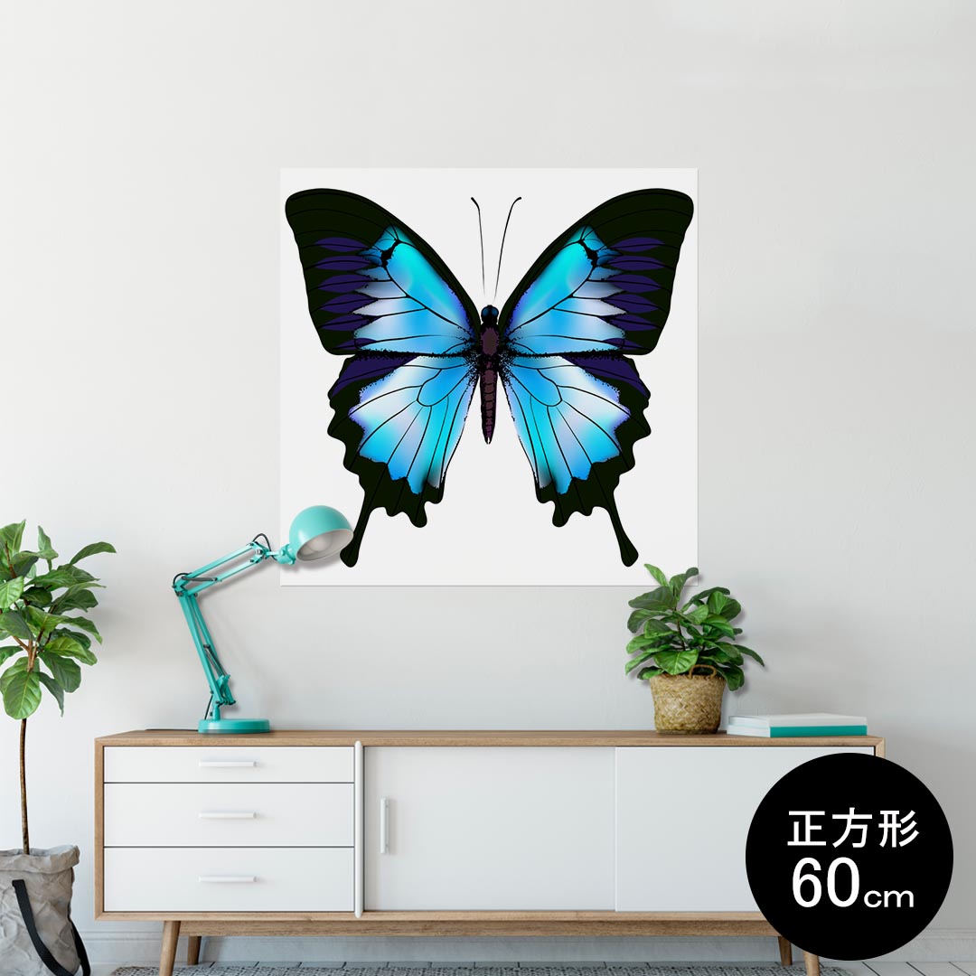 ポスター ウォールステッカー シール式ステッカー 飾り 60×60cm Msize 正方形 壁 インテリア おしゃれ 剥がせる wall sticker poster 012041 蝶 エレガント 羽