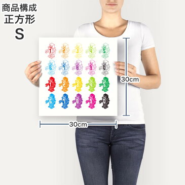ポスター ウォールステッカー シール式ステッカー 飾り 30×30cm Ssize 正方形 壁 インテリア おしゃれ 剥がせる wall sticker poster 000135 カラフル ロボット 数字