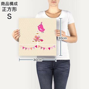 ポスター ウォールステッカー シール式ステッカー 飾り 30×30cm Ssize 正方形 壁 インテリア おしゃれ 剥がせる wall sticker poster 005316 ケーキ 鳥 デザート