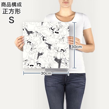 ポスター ウォールステッカー シール式ステッカー 飾り 30×30cm Ssize 正方形 壁 インテリア おしゃれ 剥がせる wall sticker poster 010998 動物 サファリ イラスト